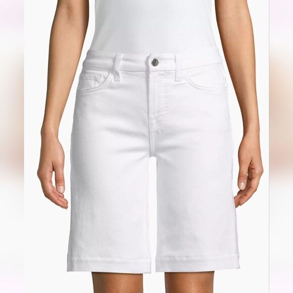 NWT JEN7 by 7 For All Mankind High Waist Denim Bermuda Shorts in White - Picture 4 of 11